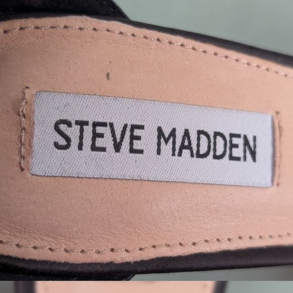 Steve Madden Platform Sandals Black Satin Size 9  Revolve - Picture 14 of 15